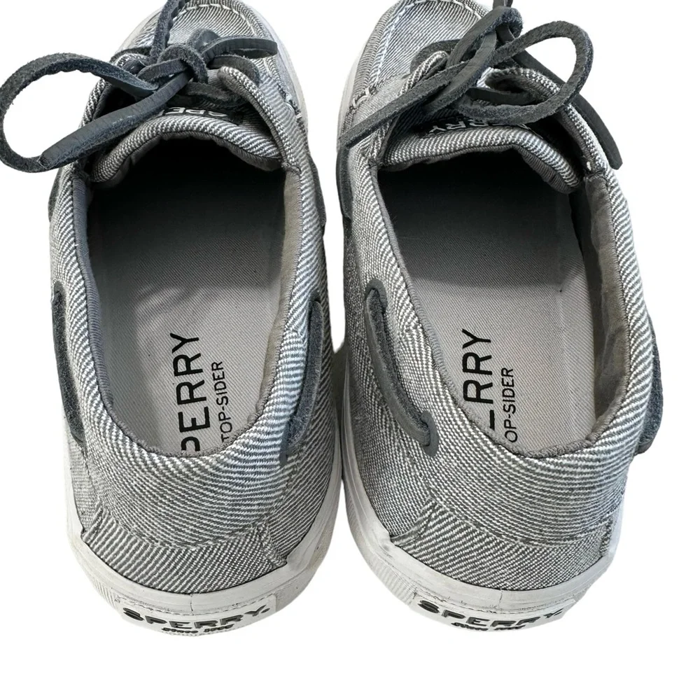 Sperry Bahama II 2-Eye Twill Grey Slip-On Boat Shoes Size 8